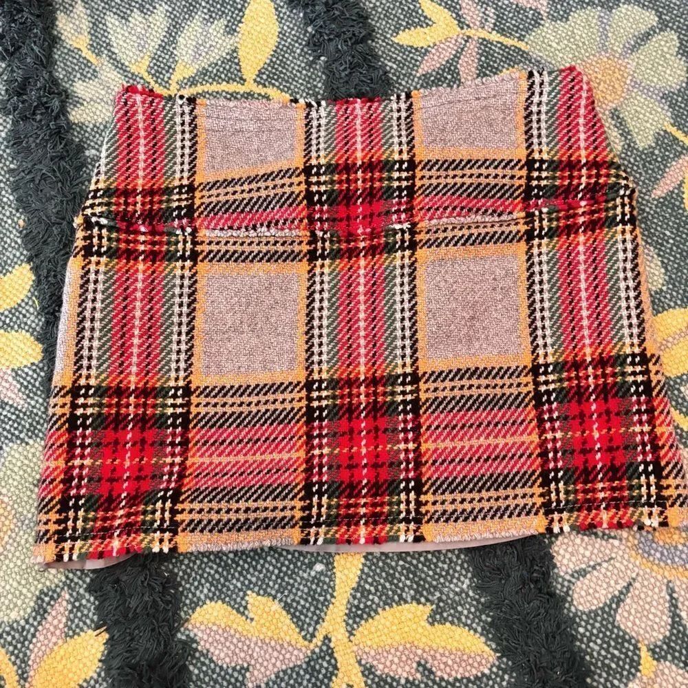 JCREW - Tweed Plaid Mini skirt, grey and red, size 8